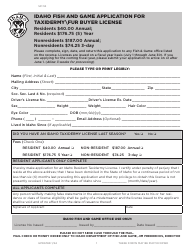 Document preview: Form SP-114 Application for Taxidermy fur Buyer License - Idaho