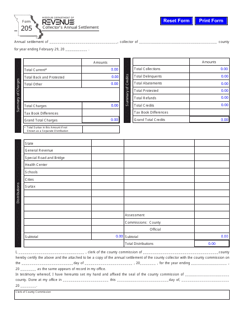 Form 205  Printable Pdf