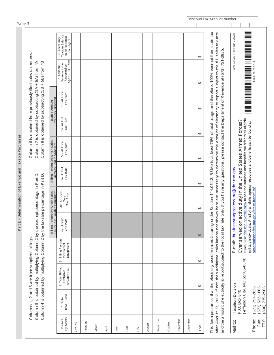 Form 53-E25 Annual 25% Eedp Reconciliation Return - 25 Percent Recovered Material - Missouri, Page 3