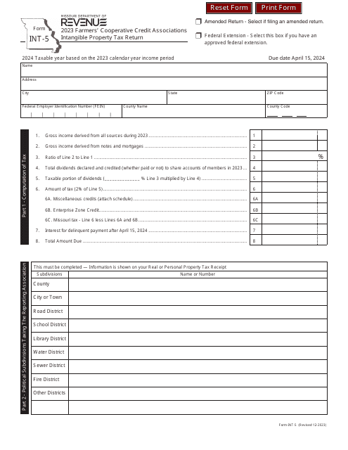Form INT-5 2023 Printable Pdf