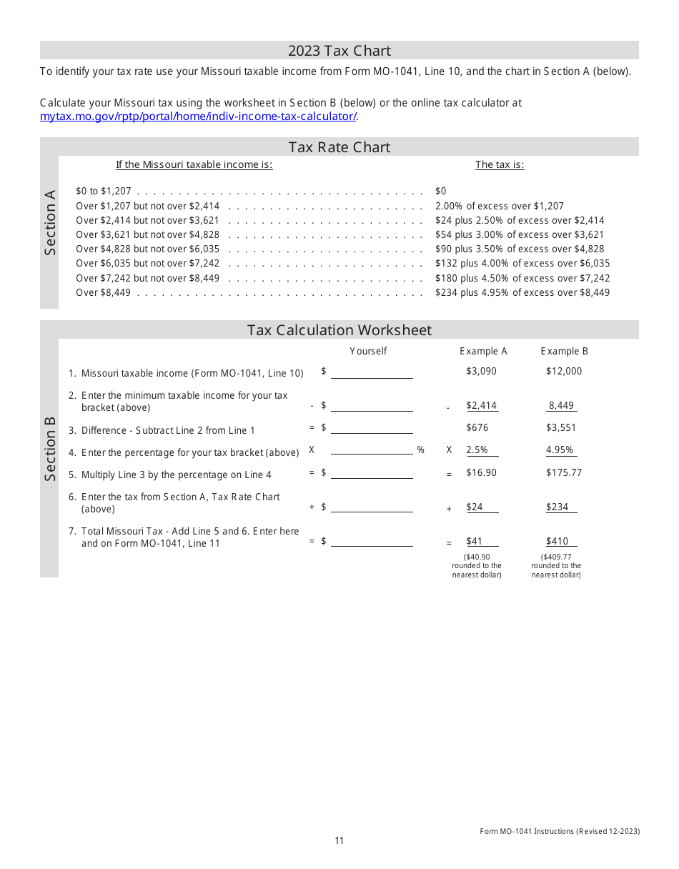 Form MO-1041 Fiduciary Income Tax Return - Missouri, Page 11