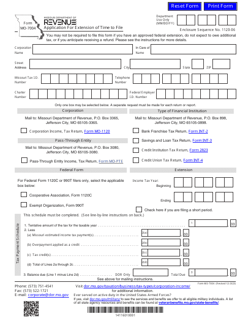 Form MO-7004  Printable Pdf