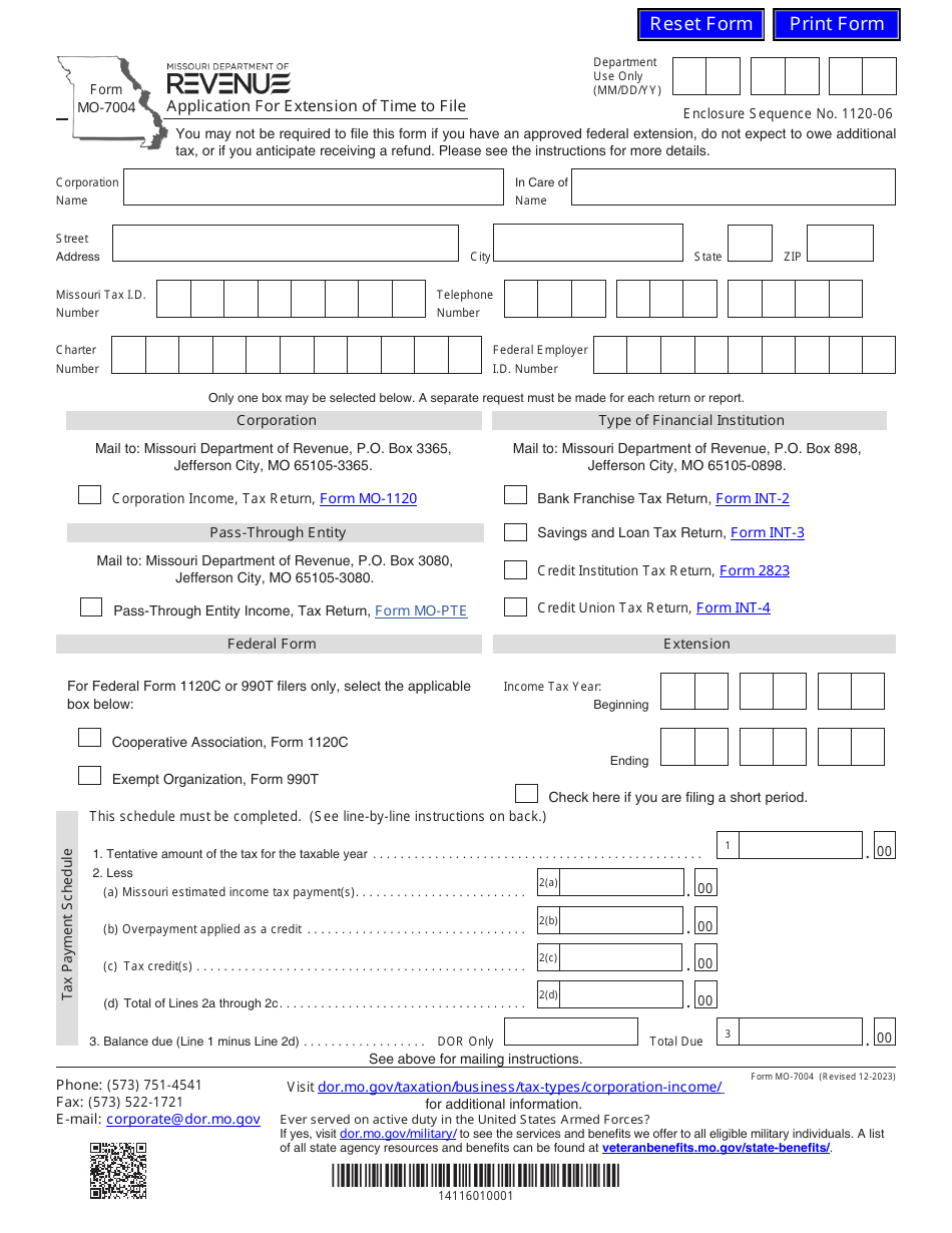 Form mo 7004 download fillable pdf or fill online application for