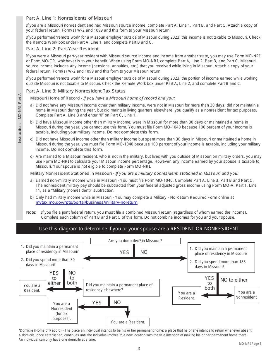 Form MO-NRI Missouri Income Percentage - Missouri, Page 3