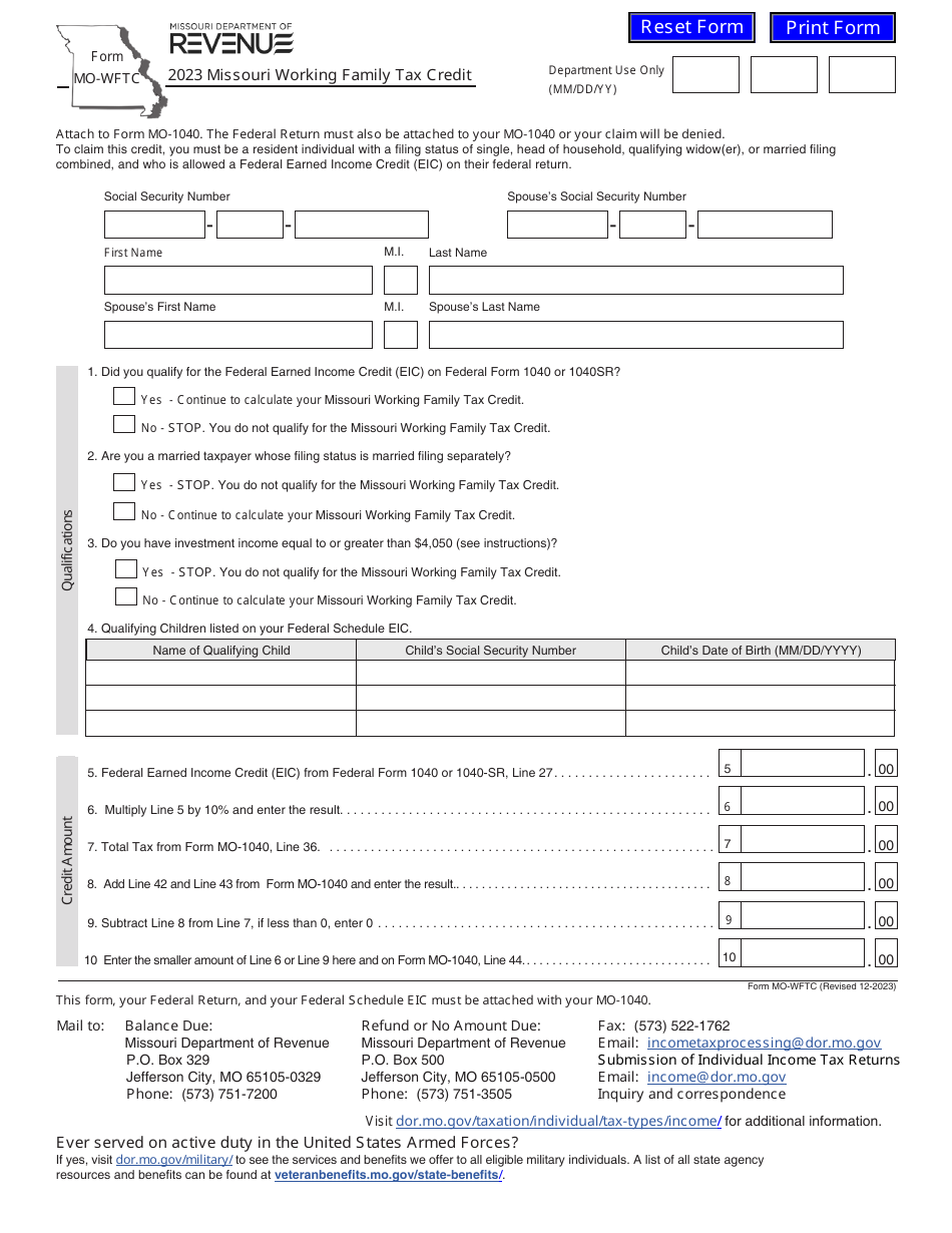 Form MO-WFTC - 2023 - Fill Out, Sign Online and Download Fillable PDF ...