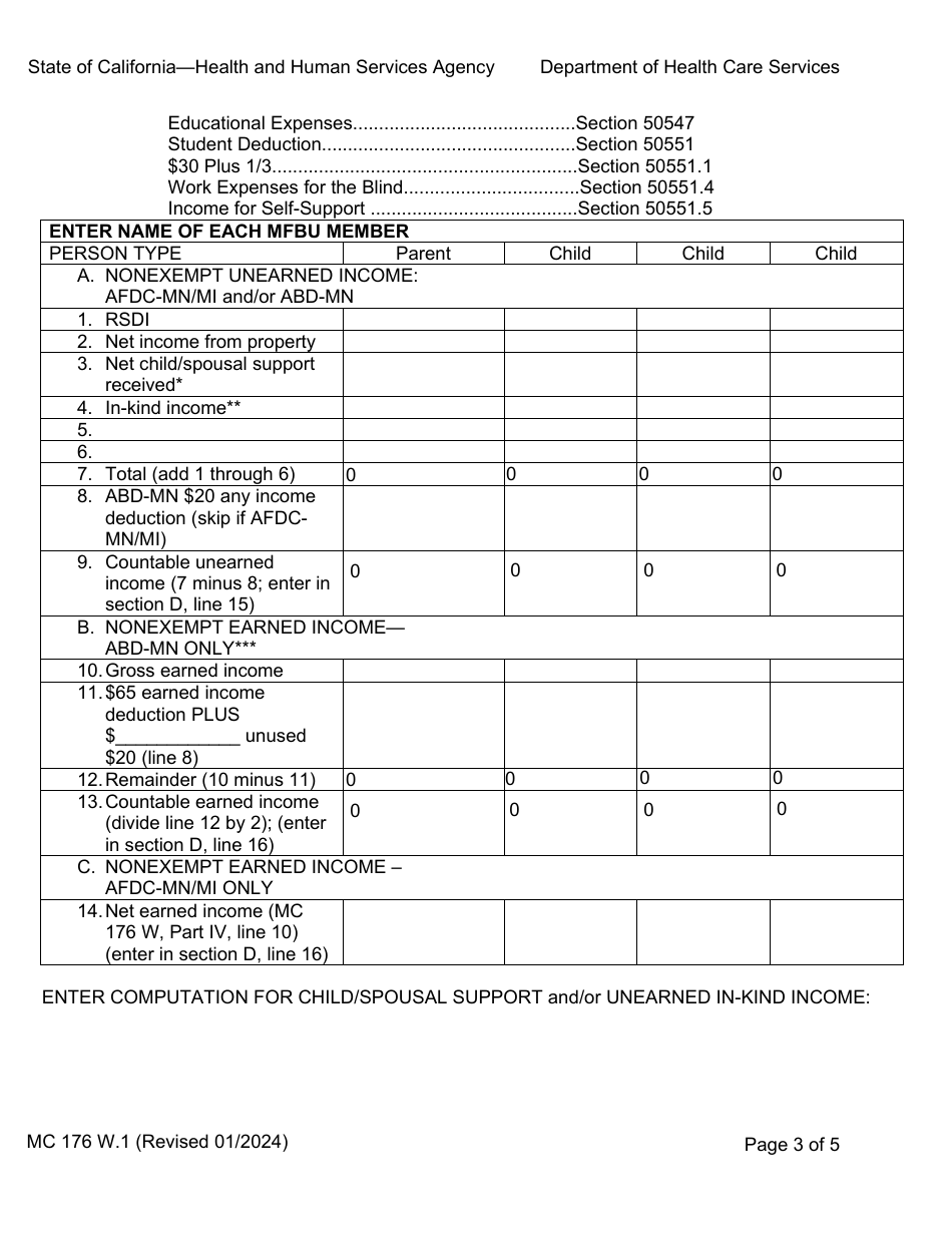 Form MC176 W.1 Stepparent Computation - California, Page 3