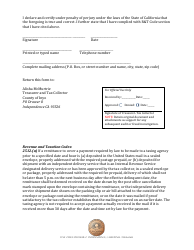 Penalty Waiver: Declaration of Remittance and Circumstances Beyond Taxpayer&#039;s Control - Inyo County, California, Page 2