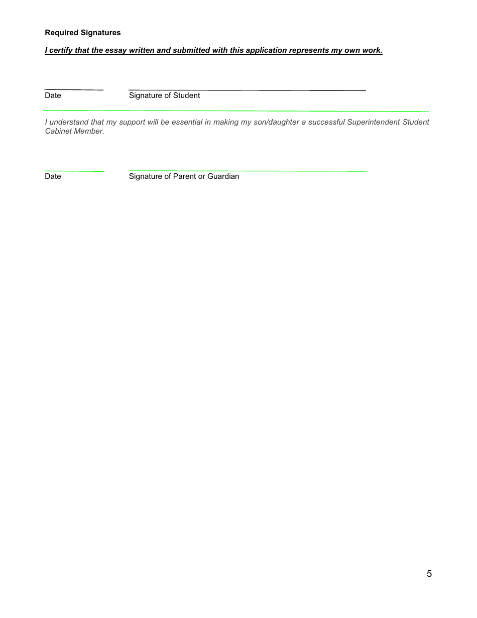 Attachment 1 Application for State Superintendents Student Cabinet - North Dakota, Page 5