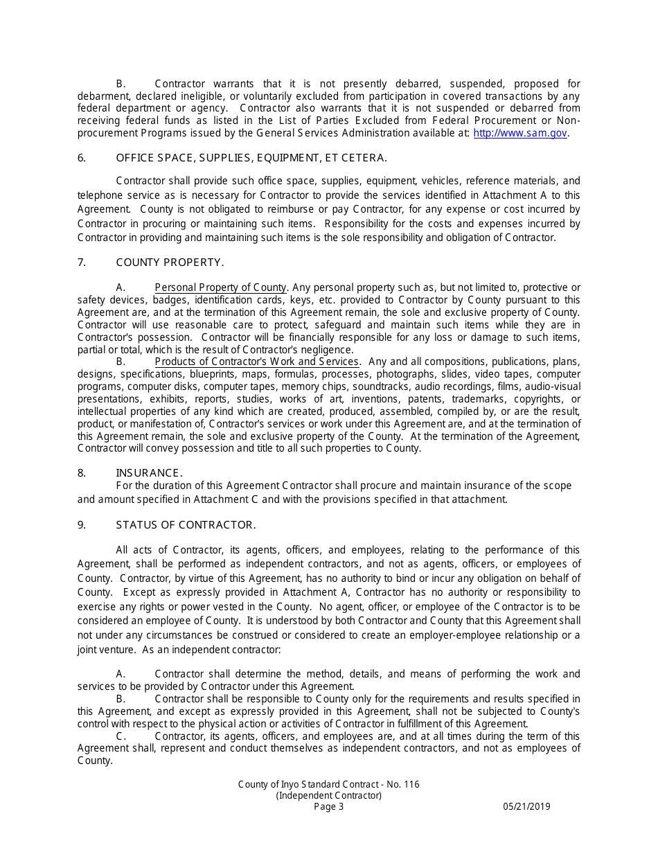 Standard Contract - Inyo County, California, Page 3