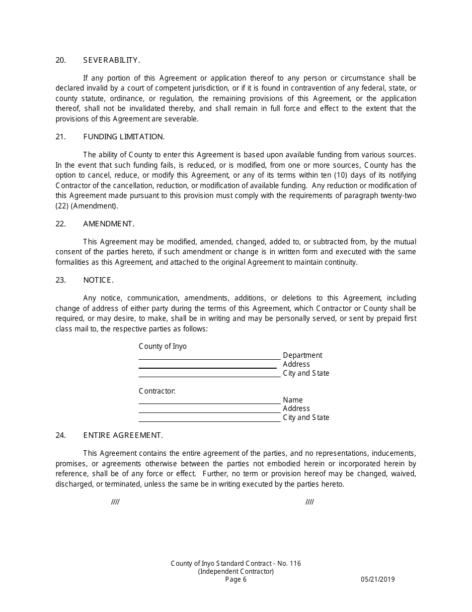 Standard Contract - Inyo County, California, Page 6