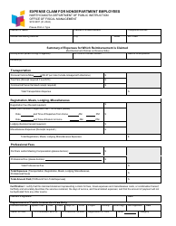 Form SFN9007 Expense Claim for Nondepartment Employees - North Dakota