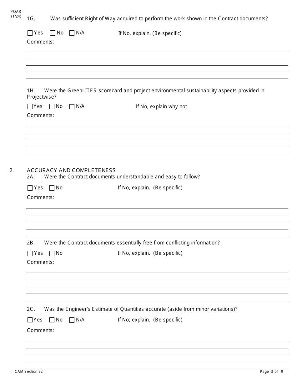 Form PQAR Project Quality Assurance Report - New York, Page 3