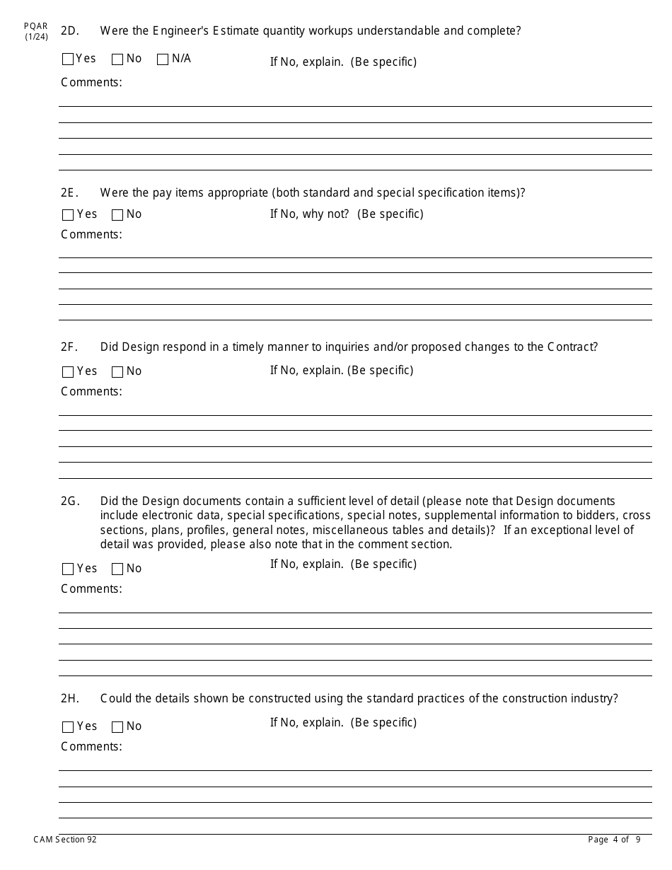 Form PQAR Project Quality Assurance Report - New York, Page 4