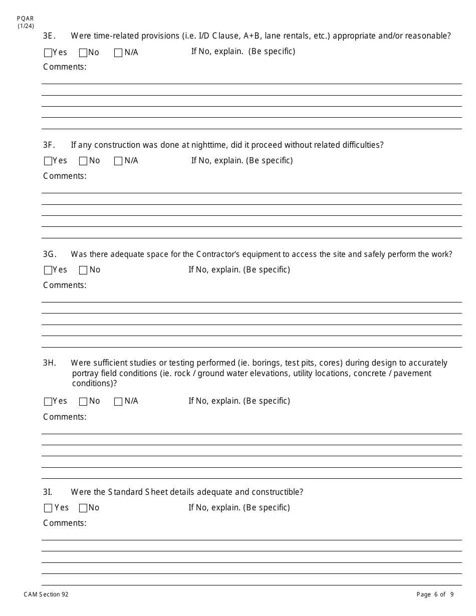 Form PQAR Project Quality Assurance Report - New York, Page 6