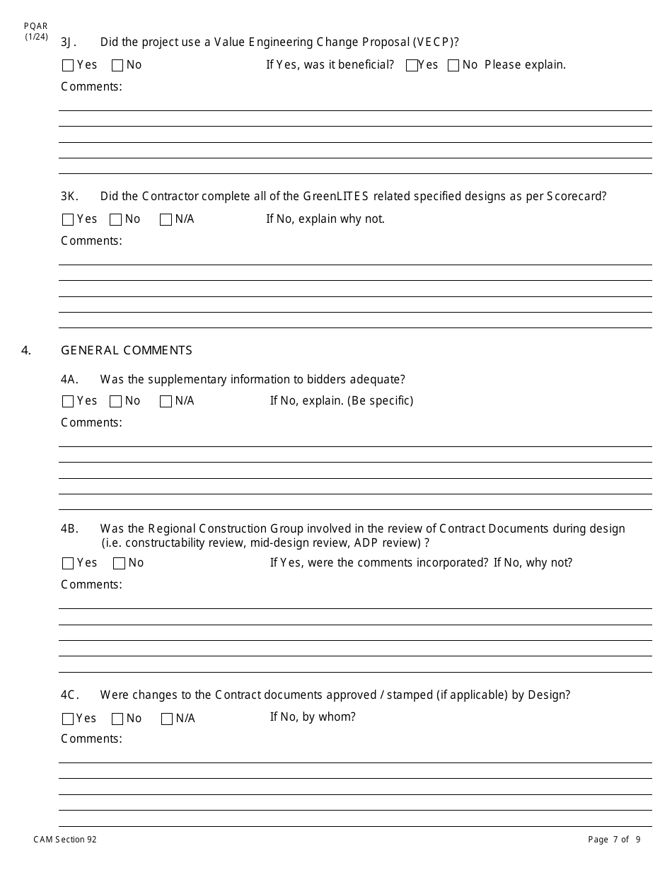 Form PQAR Project Quality Assurance Report - New York, Page 7