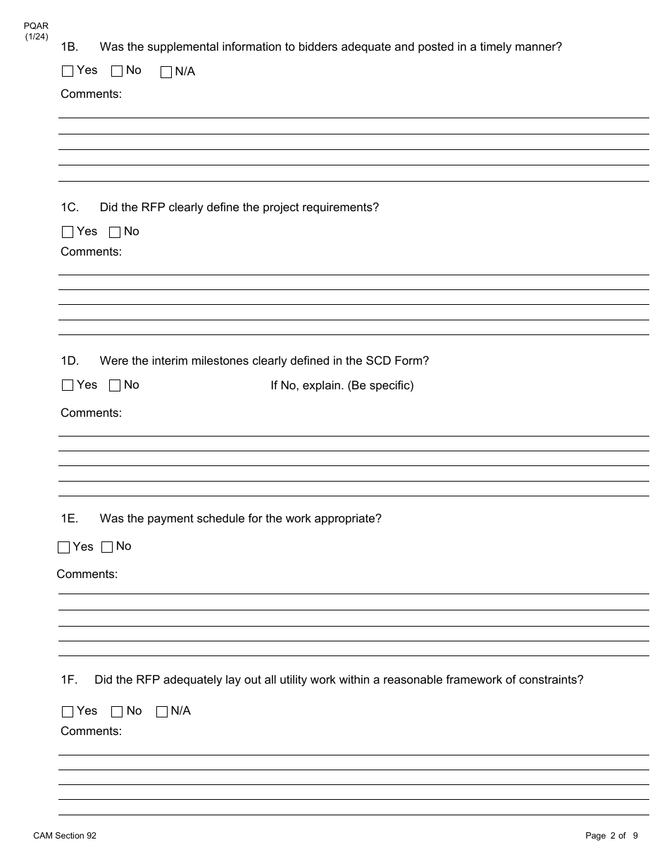 Form PQAR DB Project Quality Assurance Report Design Build - New York, Page 2