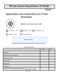 Application for Food Business: Mobile Food Service (Non-profit) - Rhode Island