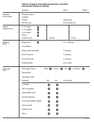 Form DMN-3 Historic Property Damage Assessment Checklist - Minnesota Historical Society - Minnesota