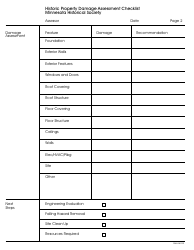 Form DMN-3 Historic Property Damage Assessment Checklist - Minnesota Historical Society - Minnesota, Page 2