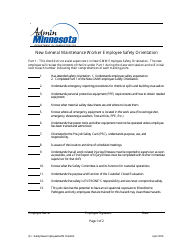 New General Maintenance Worker Employee Safety Orientation - Minnesota