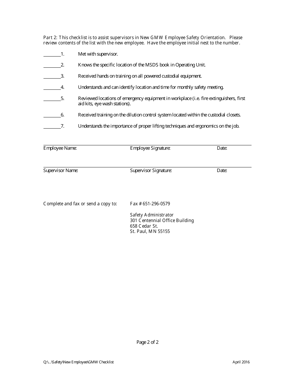 New General Maintenance Worker Employee Safety Orientation - Minnesota, Page 2