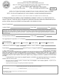 Application for New Homestead Food Operation License - New Hampshire