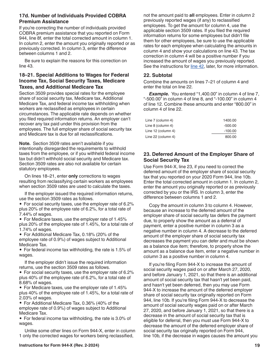 Instructions for IRS Form 944-X Adjusted Employers Annual Federal Tax Return or Claim for Refund, Page 19