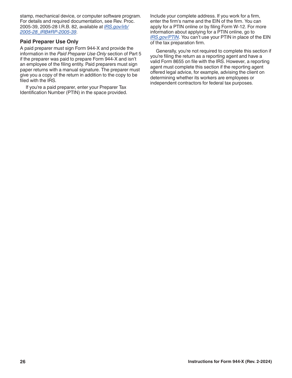Instructions for IRS Form 944-X Adjusted Employers Annual Federal Tax Return or Claim for Refund, Page 26