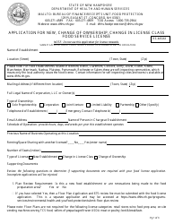Document preview: Form FSAPP Application for New, Change of Ownership, Change in License Class Food Service License - New Hampshire