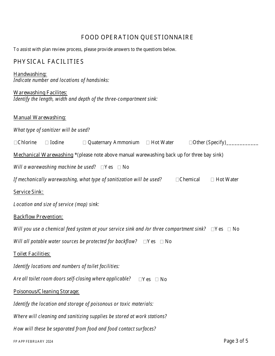 Food Establishment Floor Plan Review Application - New Hampshire, Page 3