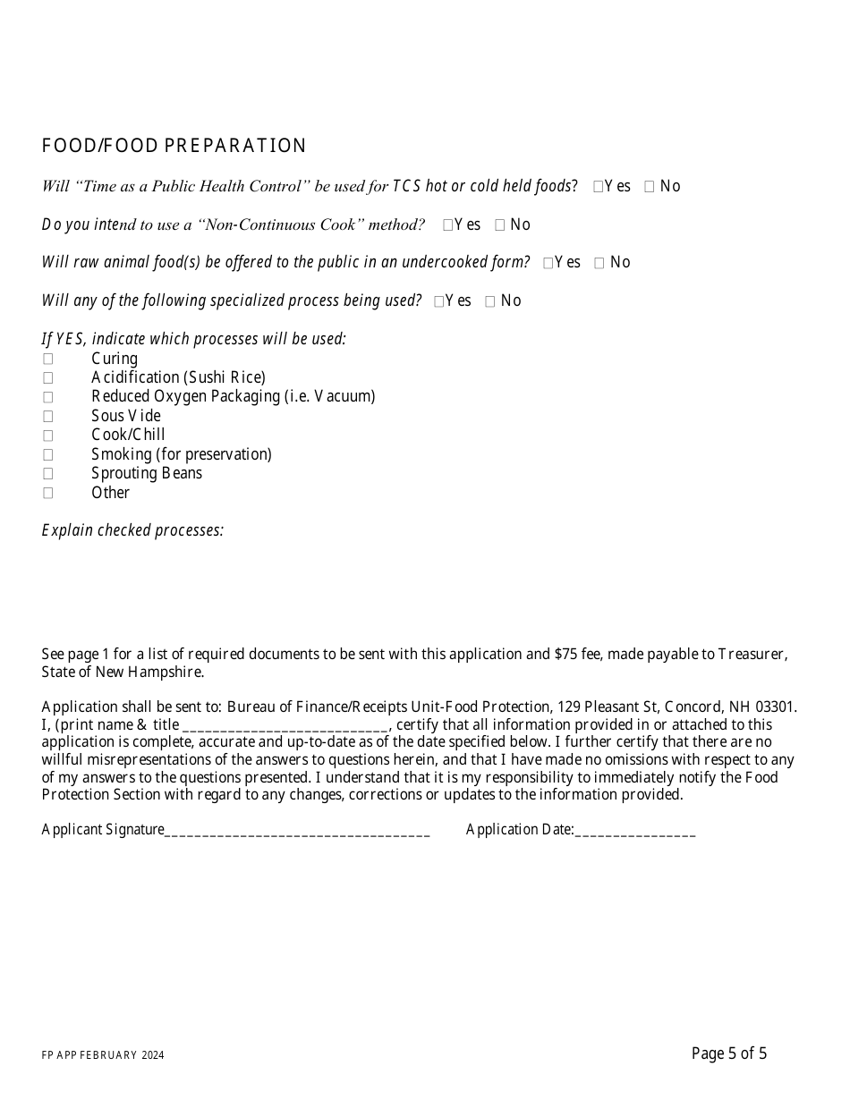 Food Establishment Floor Plan Review Application - New Hampshire, Page 5