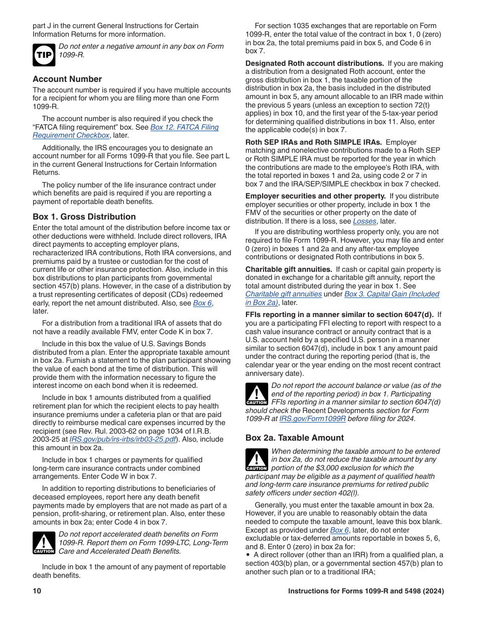 Instructions for IRS Form 1099-R, 5498, Page 10