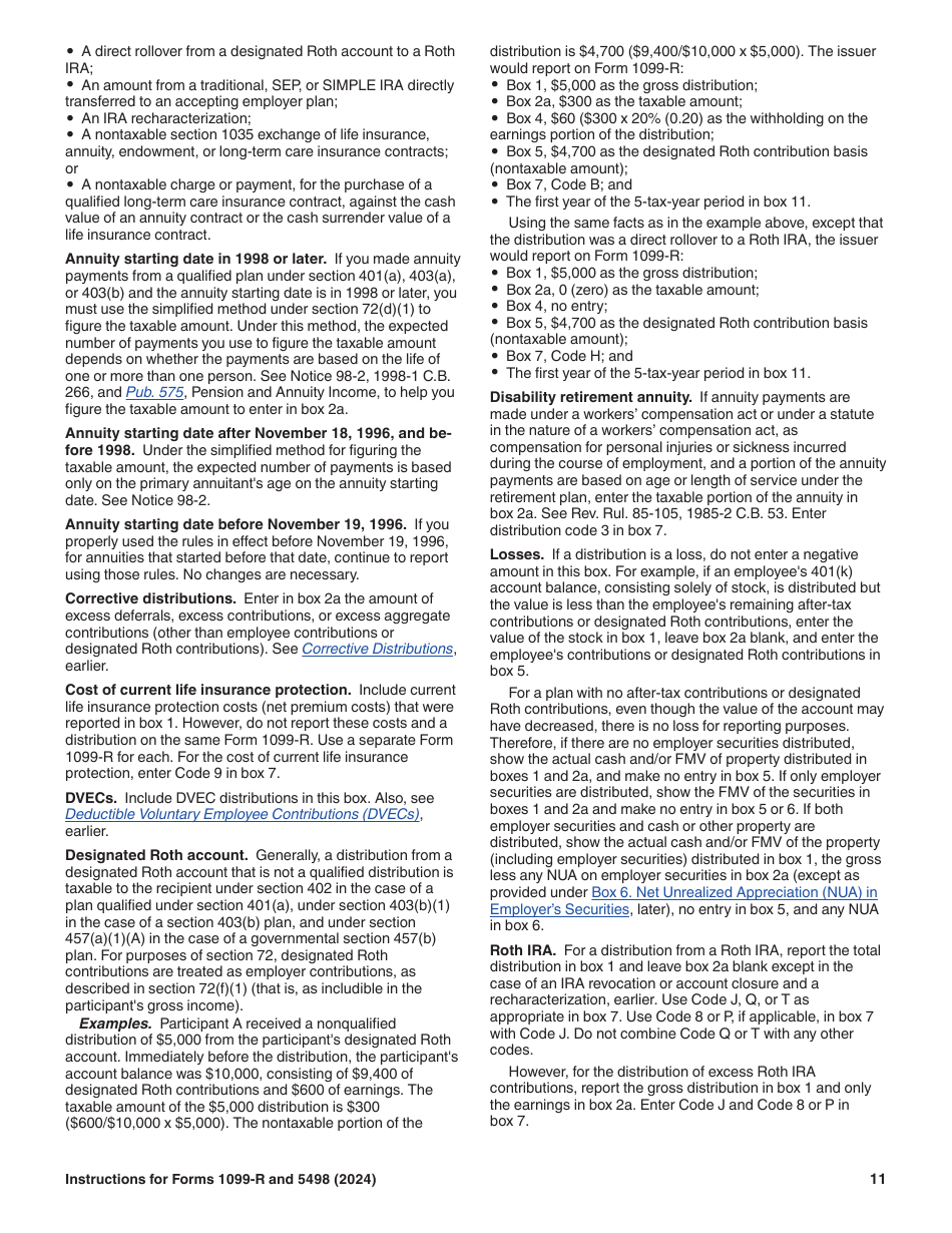 Instructions for IRS Form 1099-R, 5498, Page 11