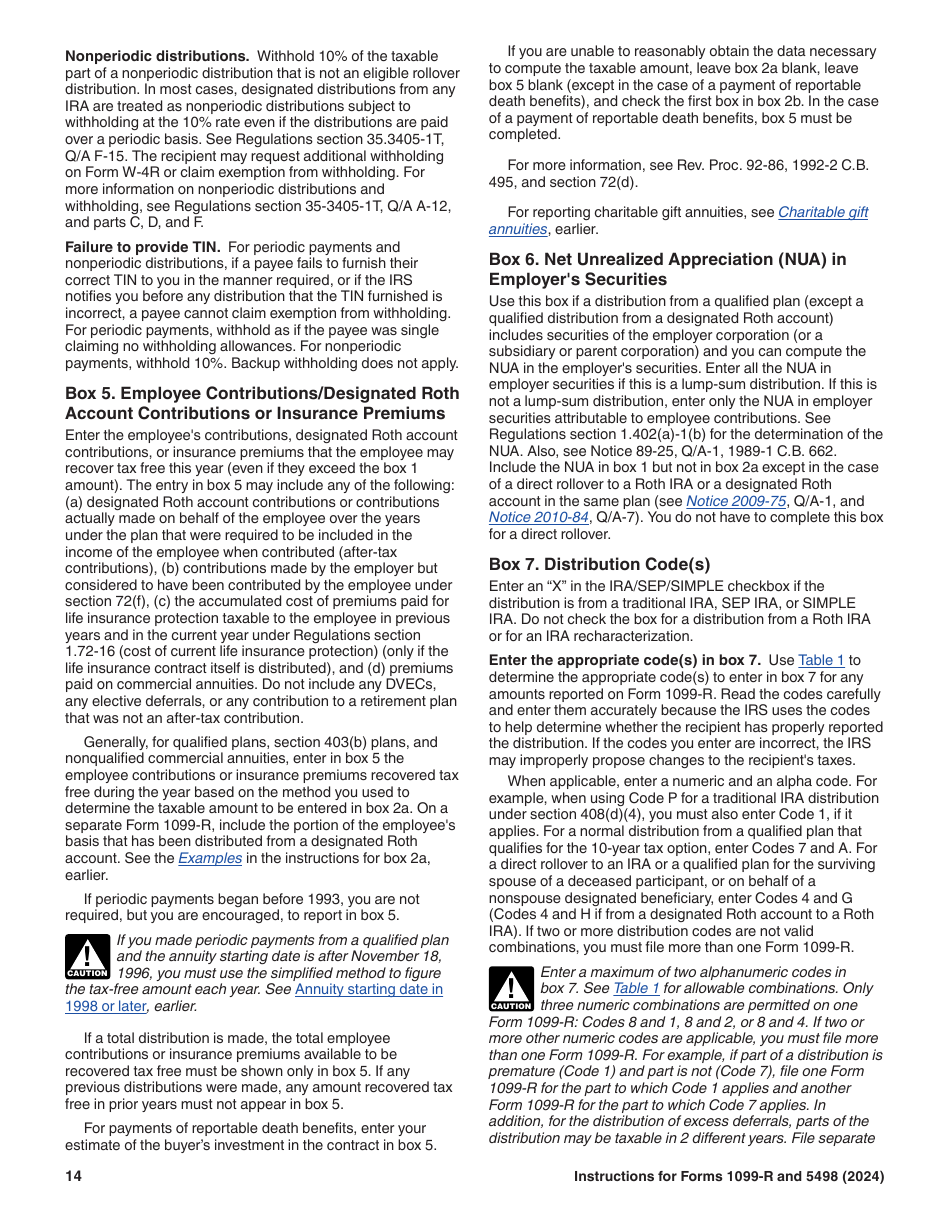 Instructions for IRS Form 1099-R, 5498, Page 14