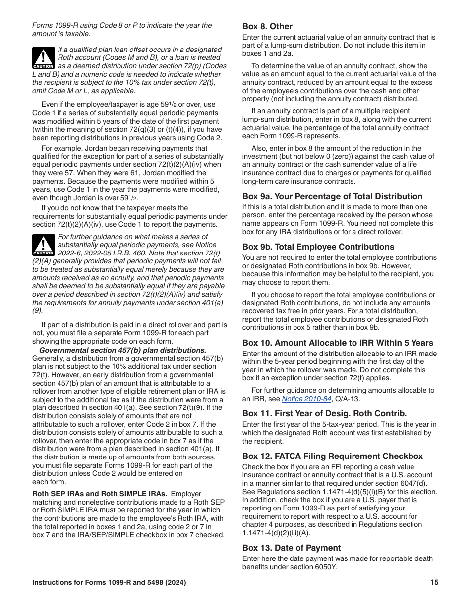 Instructions for IRS Form 1099-R, 5498, Page 15
