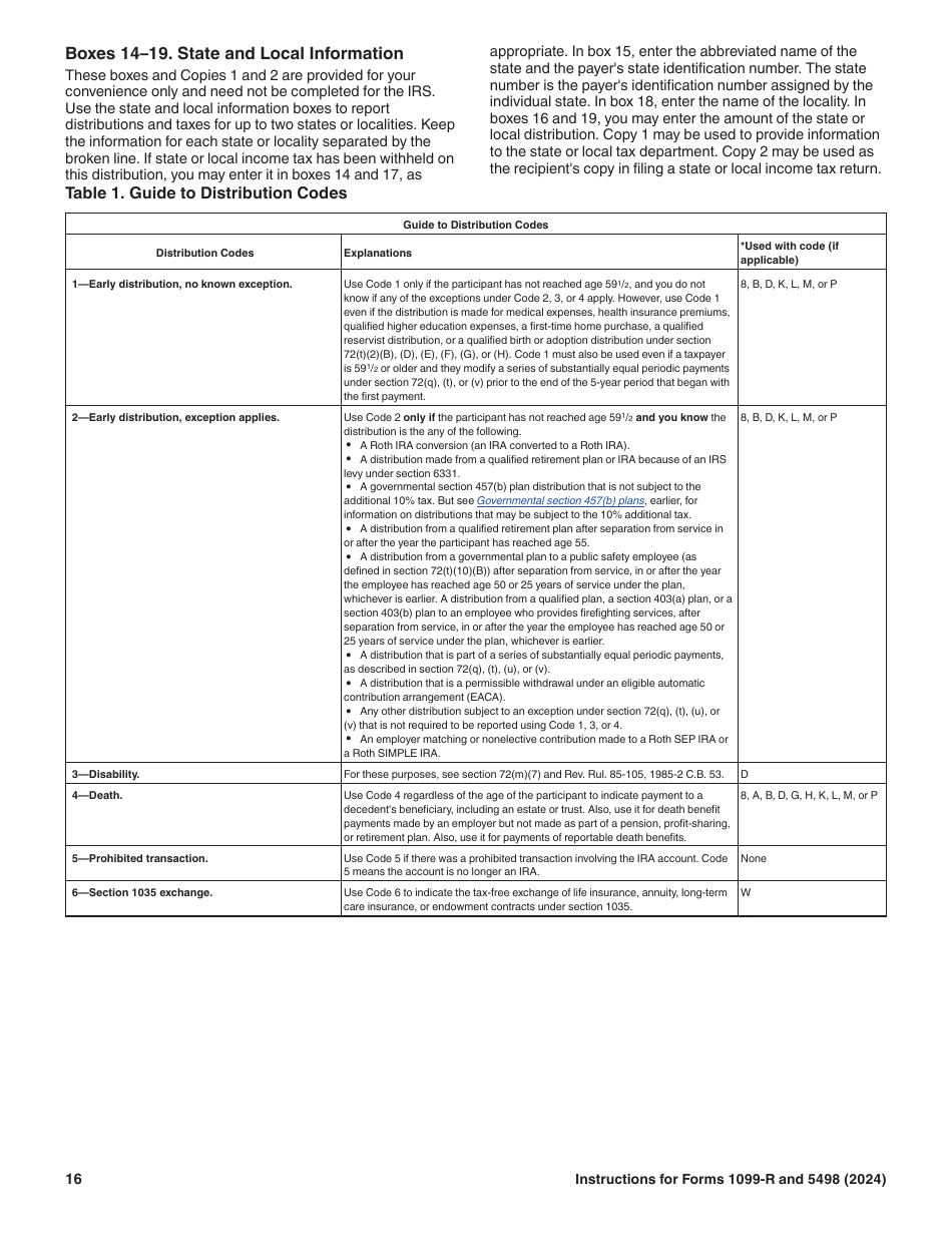 Instructions for IRS Form 1099-R, 5498, Page 16