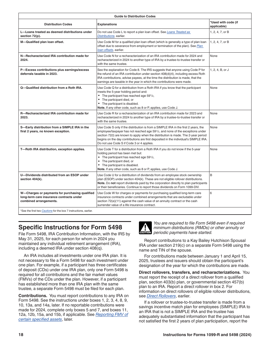 Instructions for IRS Form 1099-R, 5498, Page 18