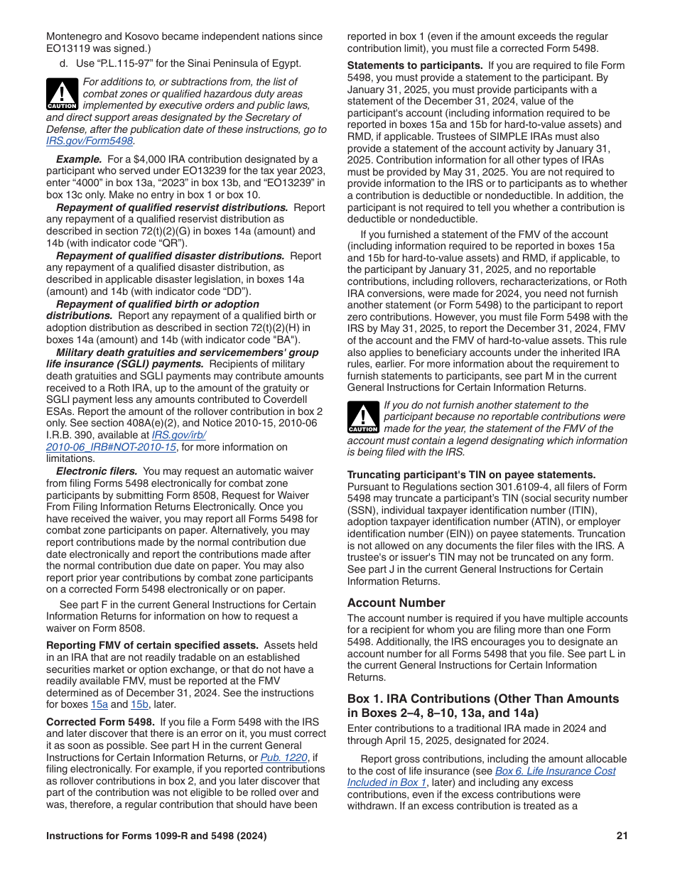 Instructions for IRS Form 1099-R, 5498, Page 21