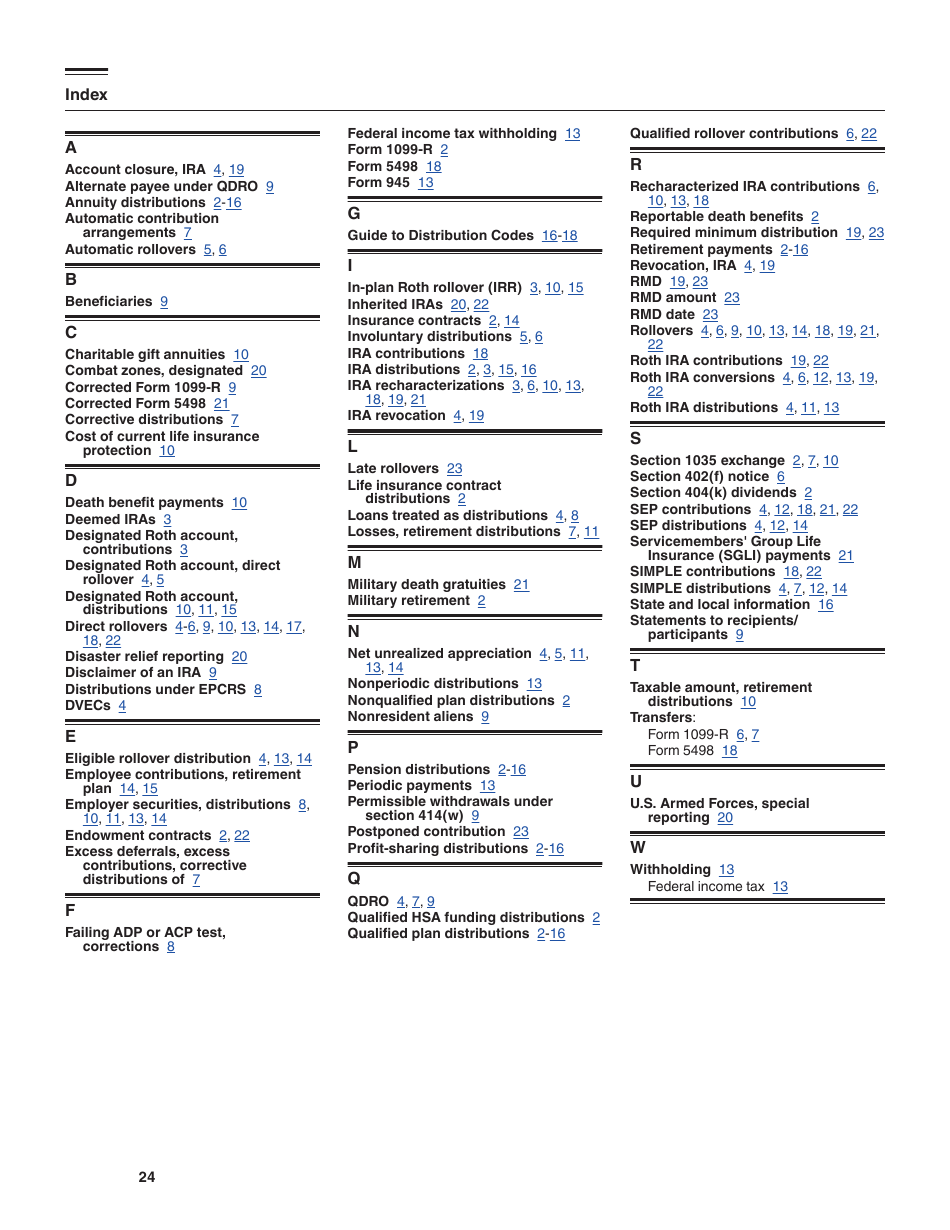 Instructions for IRS Form 1099-R, 5498, Page 24