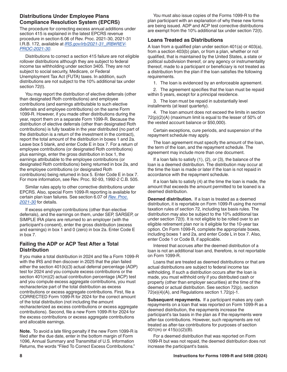 Instructions for IRS Form 1099-R, 5498, Page 8