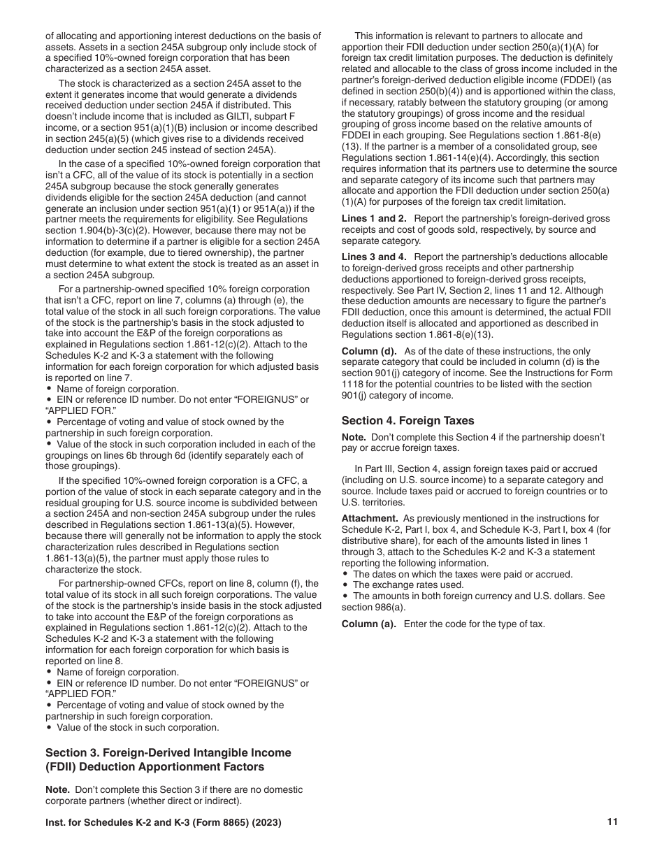 Instructions for IRS Form 8865 Schedule K-2, K-3 ####, Page 11