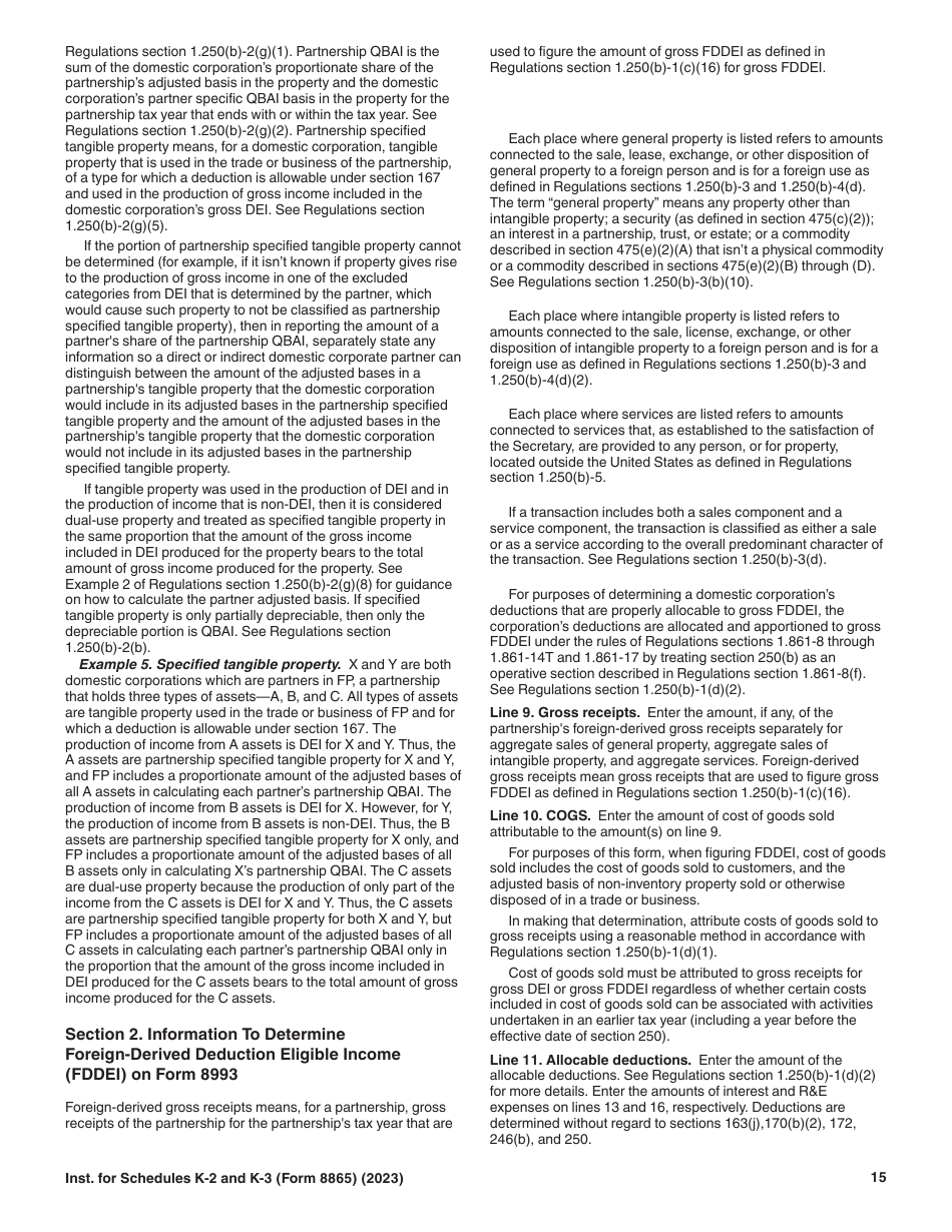 Instructions for IRS Form 8865 Schedule K-2, K-3 ####, Page 15