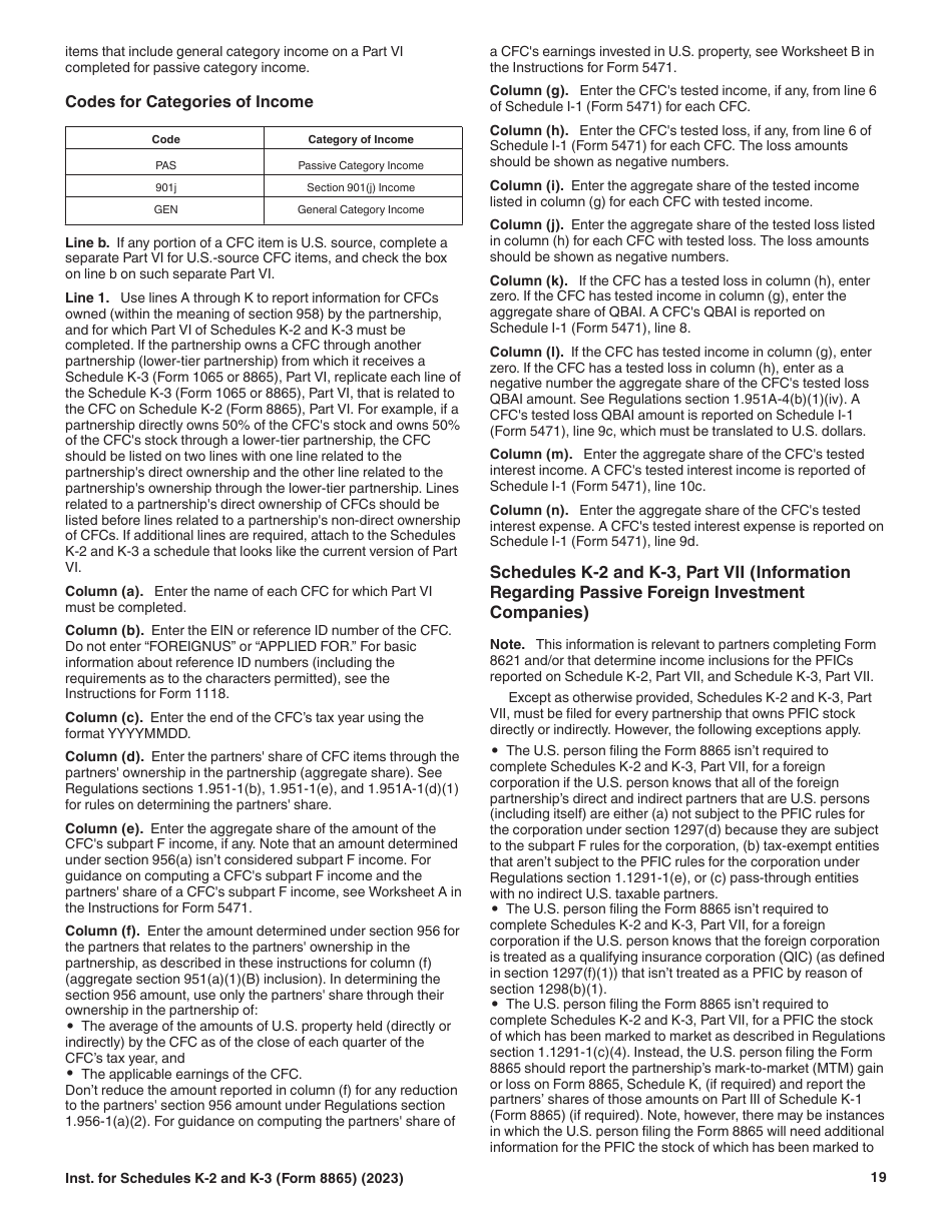 Instructions for IRS Form 8865 Schedule K-2, K-3 ####, Page 19