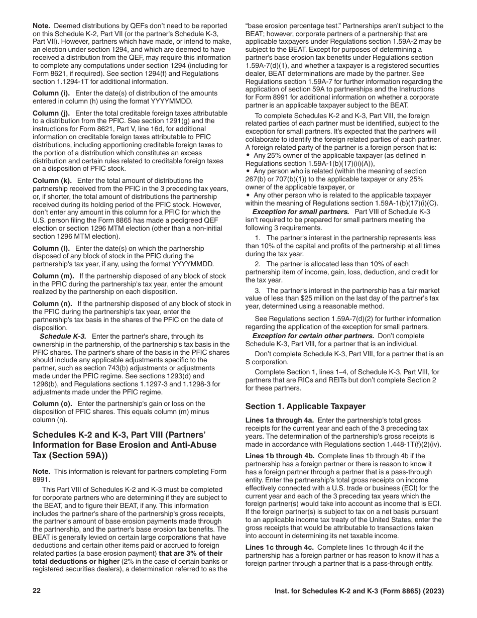 Instructions for IRS Form 8865 Schedule K-2, K-3 ####, Page 22