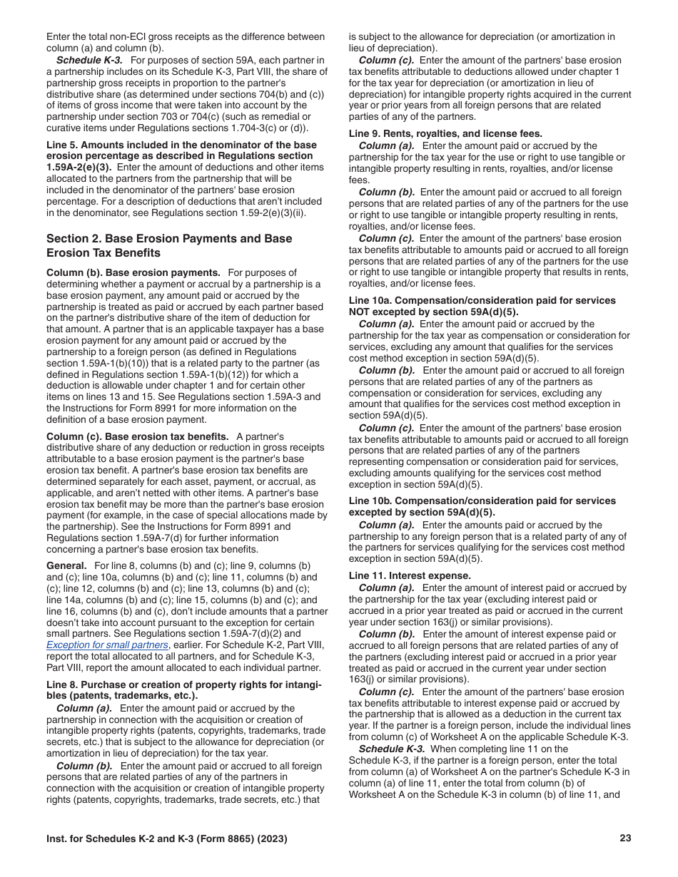 Instructions for IRS Form 8865 Schedule K-2, K-3 ####, Page 23