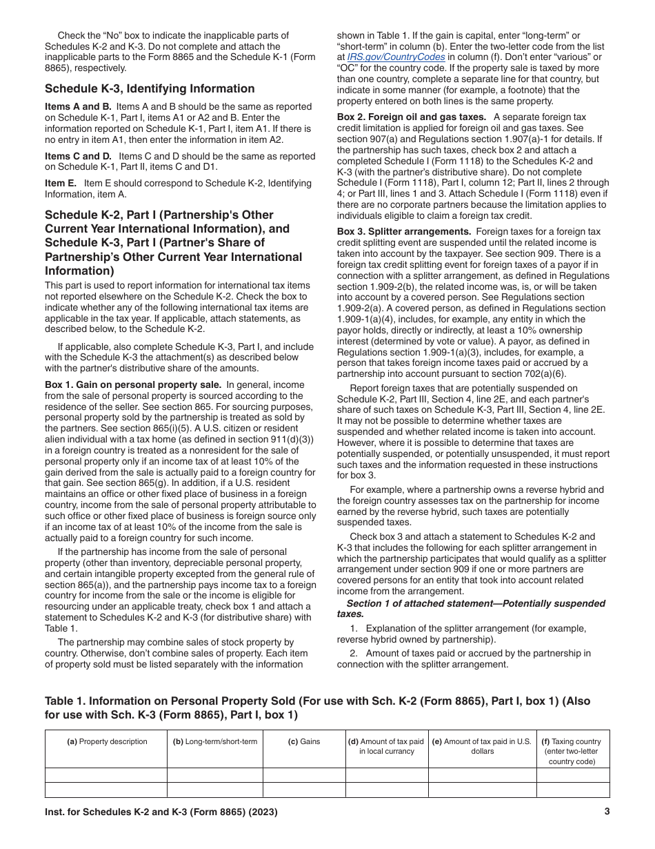 Instructions for IRS Form 8865 Schedule K-2, K-3 ####, Page 3