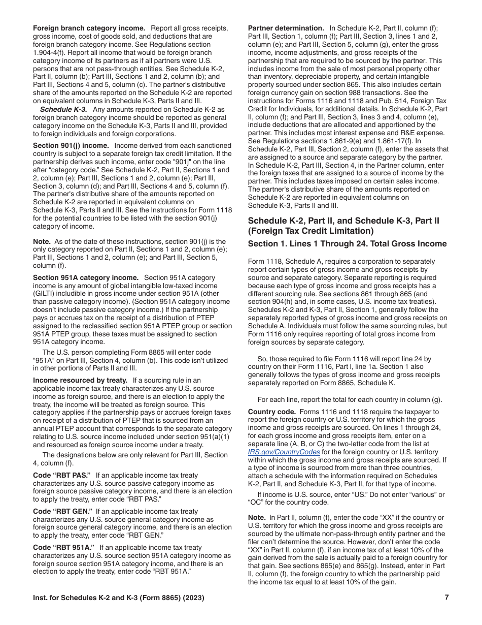 Instructions for IRS Form 8865 Schedule K-2, K-3 ####, Page 7