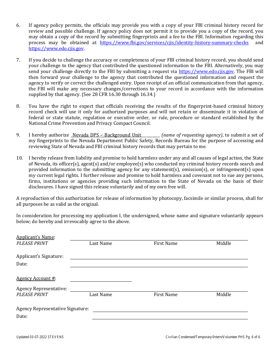 Background Packet - Civilian Condensed (Former Dps Employee) - Nevada, Page 7