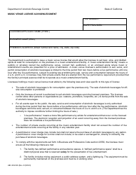 Form ABC-203-MV Music Venue License Acknowledgment - California