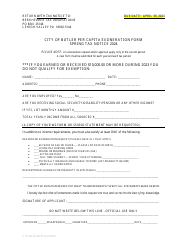 Document preview: City of Butler Per Capita Exoneration Form - Pennsylvania, 2024